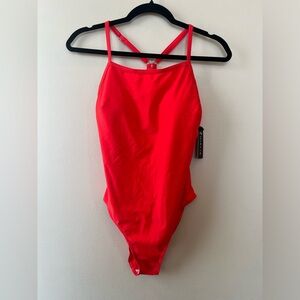 Tempt Me 1 piece swimsuit women’s M cut out racerback red beach solid travel new